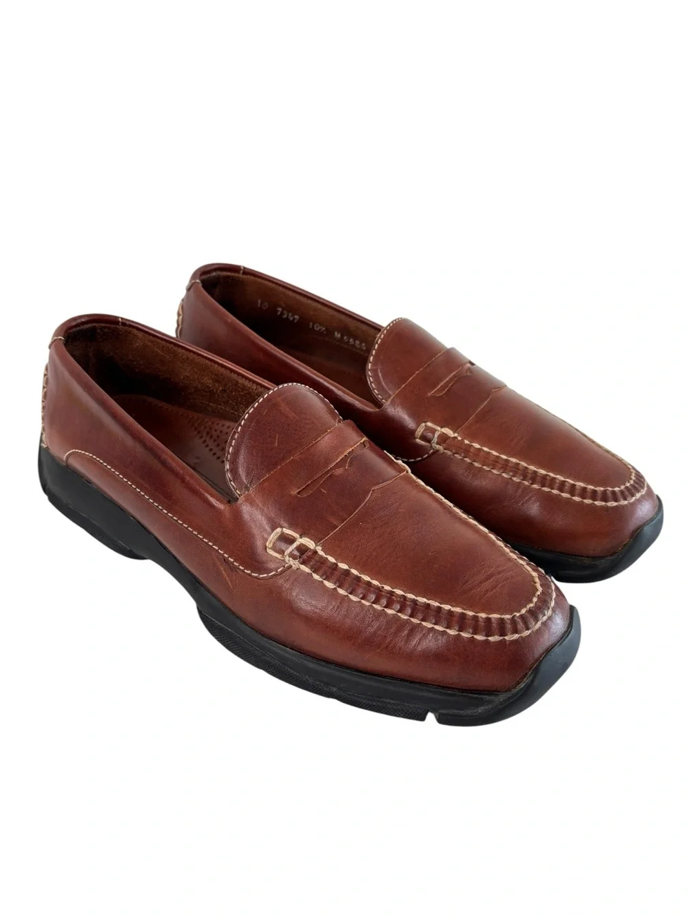 Cole Haan Mens Leather Lug Penny Loafer Size 10.5 Driving Moccasin Gommus Soles